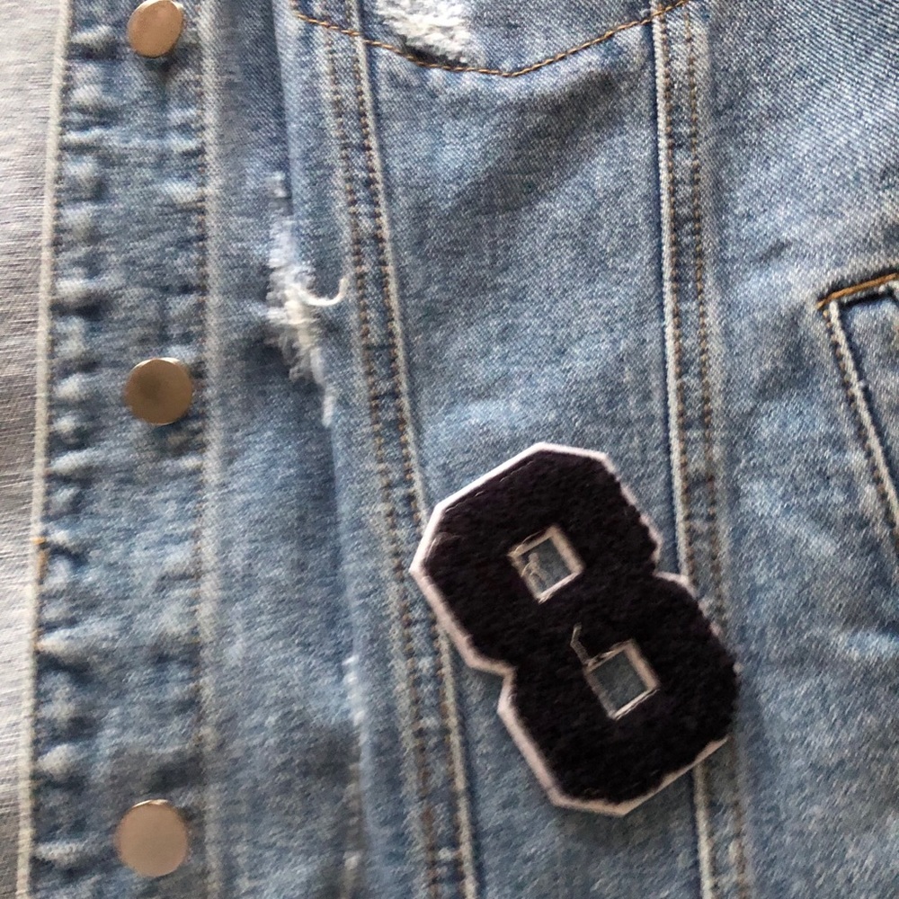 Oversized Distressed Patchwork Jean Jacket - image 4